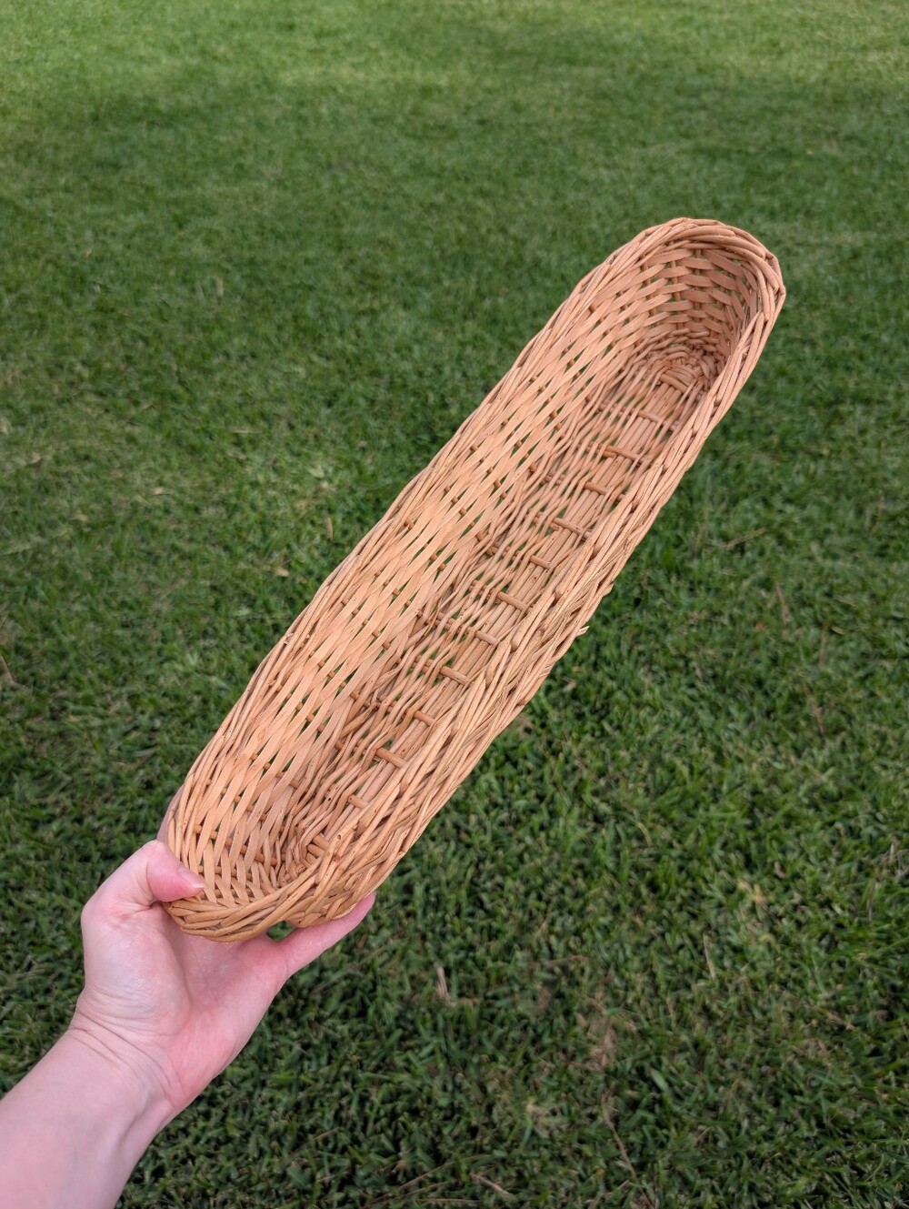 Vintage French Baguette Woven Long Bread Basket - Natural Tan